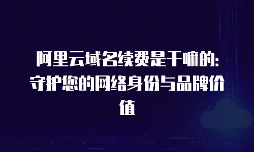 阿里云域名续费是干嘛的：守护您的网络身份与品牌价值