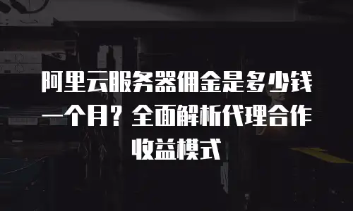 阿里云服务器佣金是多少钱一个月？全面解析代理合作收益模式