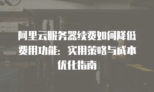 阿里云服务器续费如何降低费用功能：实用策略与成本优化指南