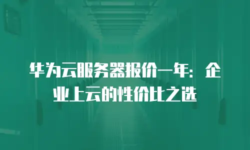华为云服务器报价一年：企业上云的性价比之选