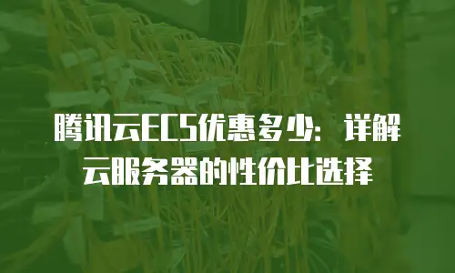 腾讯云ECS优惠多少：详解云服务器的性价比选择