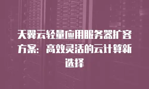 天翼云轻量应用服务器扩容方案：高效灵活的云计算新选择