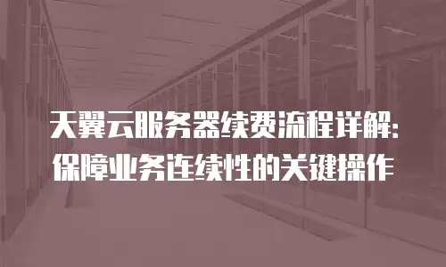 天翼云服务器续费流程详解：保障业务连续性的关键操作