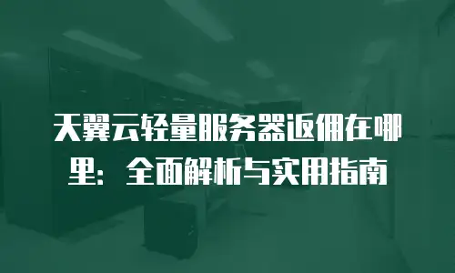 天翼云轻量服务器返佣在哪里：全面解析与实用指南