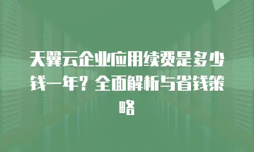 天翼云企业应用续费是多少钱一年？全面解析与省钱策略