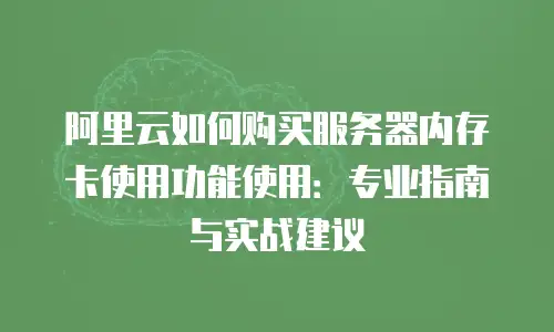 阿里云如何购买服务器内存卡使用功能使用：专业指南与实战建议