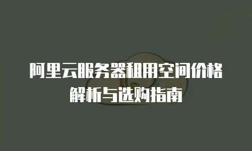 阿里云服务器租用空间价格解析与选购指南