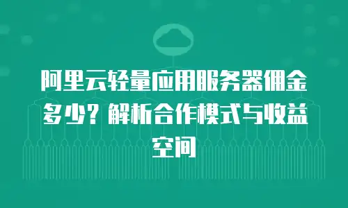 阿里云轻量应用服务器佣金多少？解析合作模式与收益空间