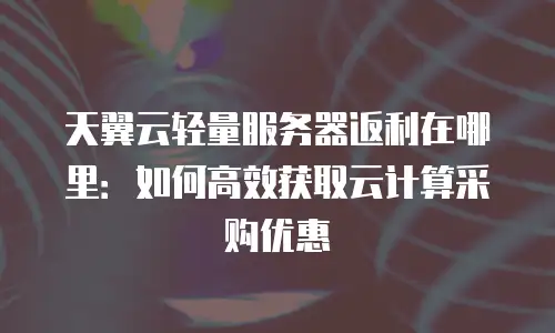 天翼云轻量服务器返利在哪里：如何高效获取云计算采购优惠