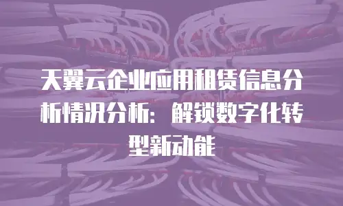 天翼云企业应用租赁信息分析情况分析：解锁数字化转型新动能