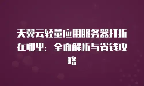 天翼云轻量应用服务器打折在哪里：全面解析与省钱攻略
