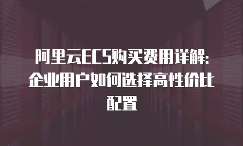 阿里云ECS购买费用详解：企业用户如何选择高性价比配置