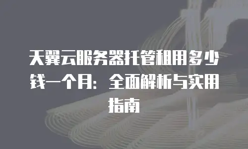 天翼云服务器托管租用多少钱一个月：全面解析与实用指南