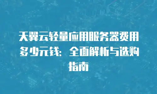 天翼云轻量应用服务器费用多少元钱：全面解析与选购指南