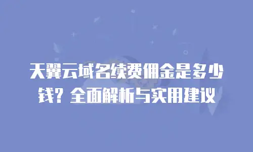 天翼云域名续费佣金是多少钱？全面解析与实用建议