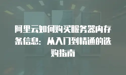 阿里云如何购买服务器内存条信息：从入门到精通的选购指南