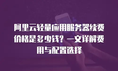 阿里云轻量应用服务器续费价格是多少钱？一文详解费用与配置选择