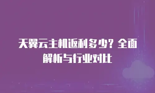 天翼云主机返利多少？全面解析与行业对比