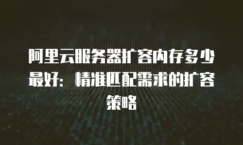 阿里云服务器扩容内存多少最好：精准匹配需求的扩容策略