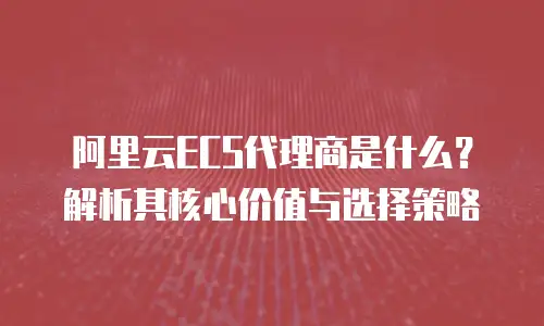 阿里云ECS代理商是什么？解析其核心价值与选择策略