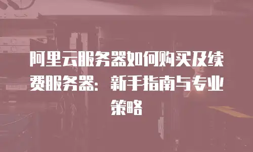 阿里云服务器如何购买及续费服务器：新手指南与专业策略