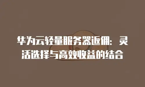 华为云轻量服务器返佣：灵活选择与高效收益的结合