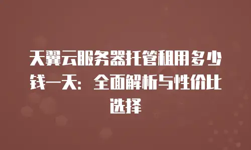 天翼云服务器托管租用多少钱一天：全面解析与性价比选择