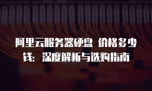 阿里云服务器硬盘 价格多少钱：深度解析与选购指南