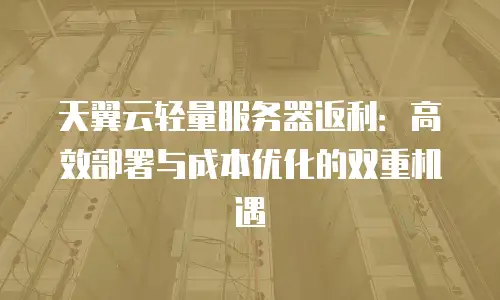 天翼云轻量服务器返利：高效部署与成本优化的双重机遇