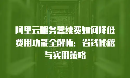 阿里云服务器续费如何降低费用功能全解析：省钱秘籍与实用策略