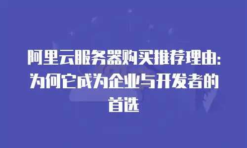 阿里云服务器购买推荐理由：为何它成为企业与开发者的首选