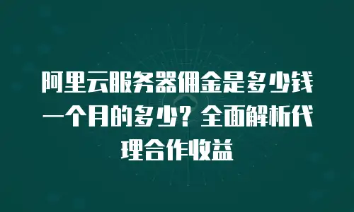 阿里云服务器佣金是多少钱一个月的多少？全面解析代理合作收益