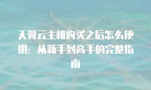 天翼云主机购买之后怎么使用：从新手到高手的完整指南
