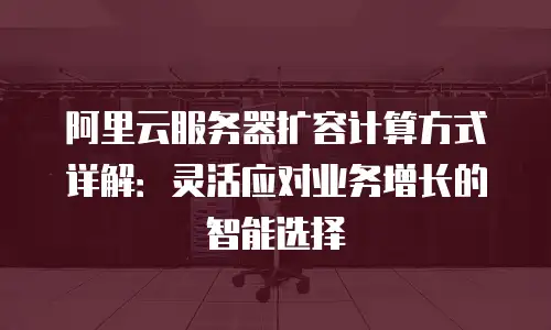 阿里云服务器扩容计算方式详解：灵活应对业务增长的智能选择