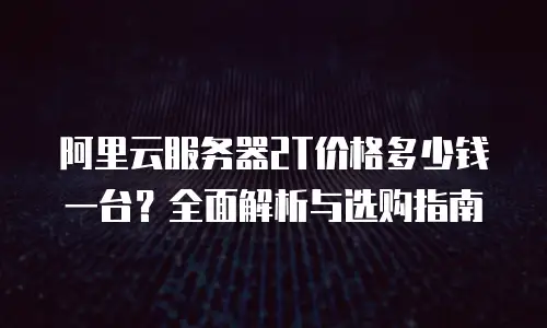 阿里云服务器2T价格多少钱一台？全面解析与选购指南