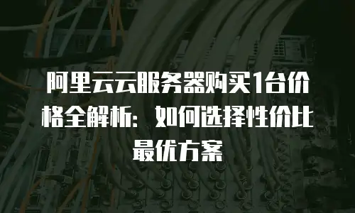 阿里云云服务器购买1台价格全解析：如何选择性价比最优方案