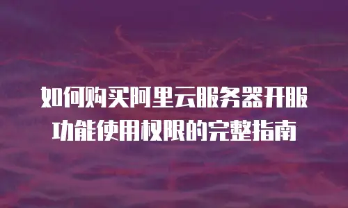 如何购买阿里云服务器开服功能使用权限的完整指南