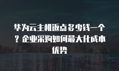 华为云主机返点多少钱一个？企业采购如何最大化成本优势