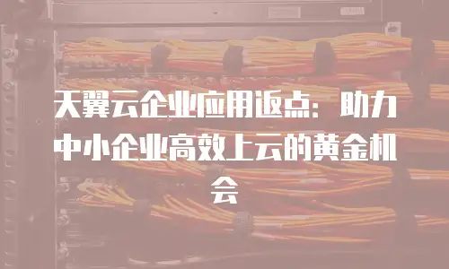 天翼云企业应用返点：助力中小企业高效上云的黄金机会