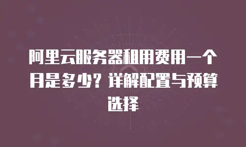 阿里云服务器租用费用一个月是多少？详解配置与预算选择