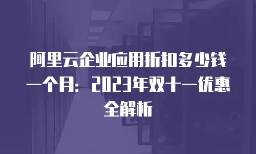阿里云企业应用折扣多少钱一个月：2023年双十一优惠全解析