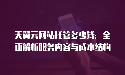 天翼云网站托管多少钱：全面解析服务内容与成本结构