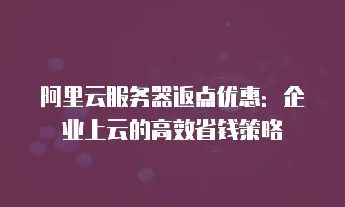 阿里云服务器返点优惠：企业上云的高效省钱策略