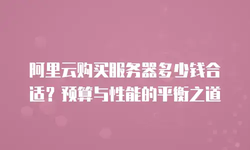 阿里云购买服务器多少钱合适？预算与性能的平衡之道