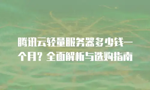 腾讯云轻量服务器多少钱一个月？全面解析与选购指南