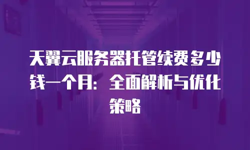 天翼云服务器托管续费多少钱一个月：全面解析与优化策略