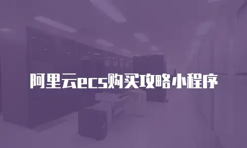 阿里云ecs购买攻略小程序