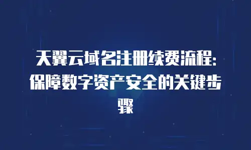 天翼云域名注册续费流程：保障数字资产安全的关键步骤
