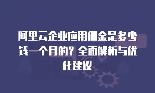 阿里云企业应用佣金是多少钱一个月的？全面解析与优化建议