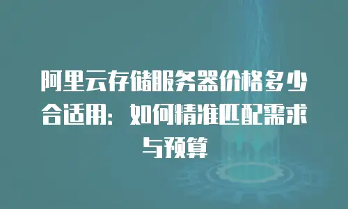 阿里云存储服务器价格多少合适用：如何精准匹配需求与预算